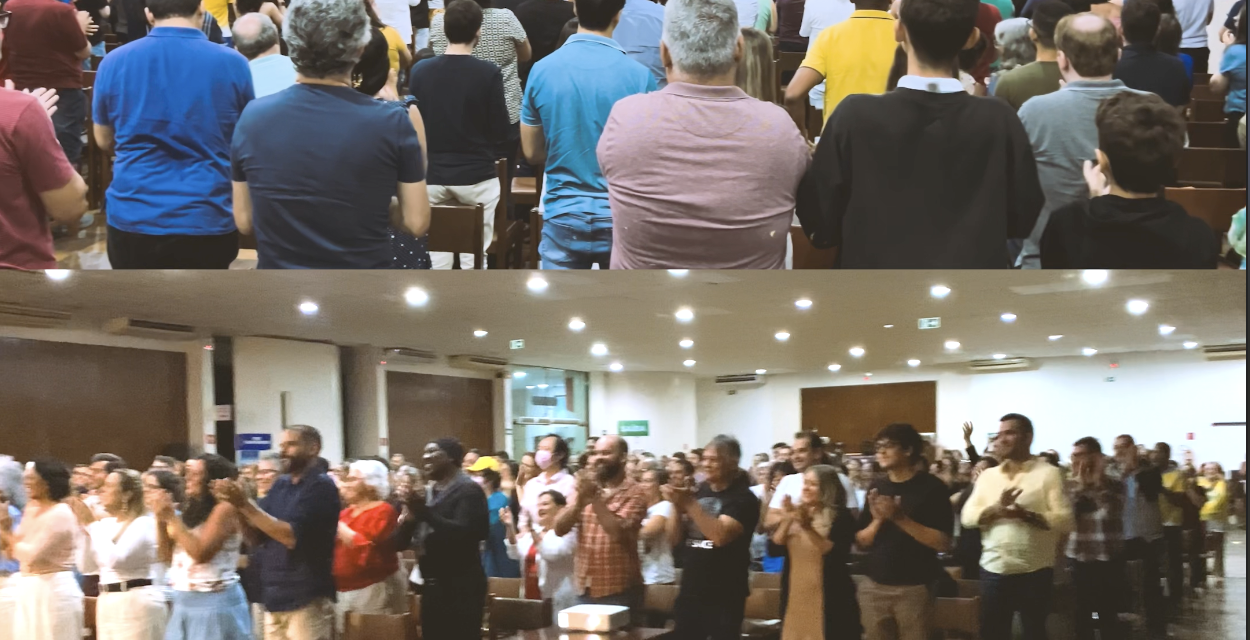 Recepção ao orientador espiritual Benjamin Teixeira de Aguiar, em sua 1ª palestra pública presencial, após quase 4 anos nos EUA